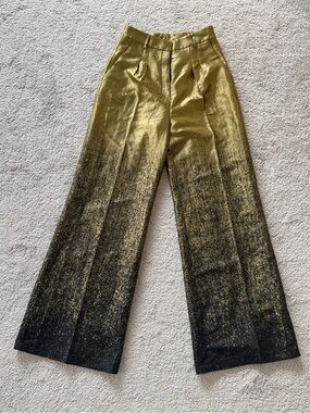 The Label Edition Gold to Black Ombre Metallic Wide-Leg Trousers